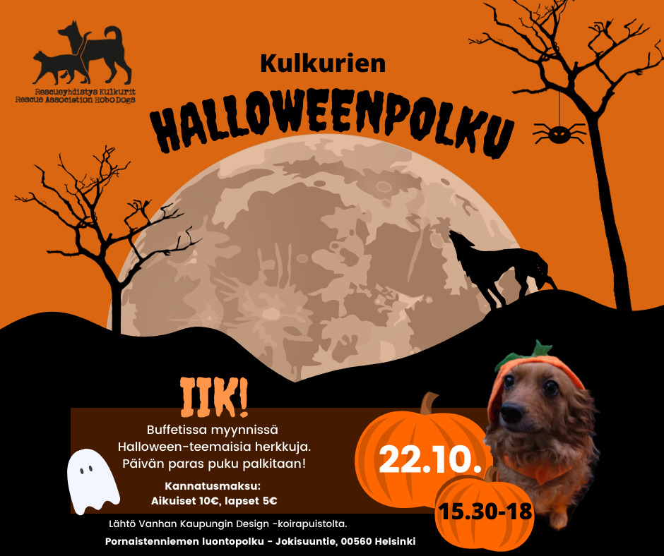 🎃 Kulkurien Halloweenpolku tulee taas lauantaina 22.10. klo 15.30-18! 🎃