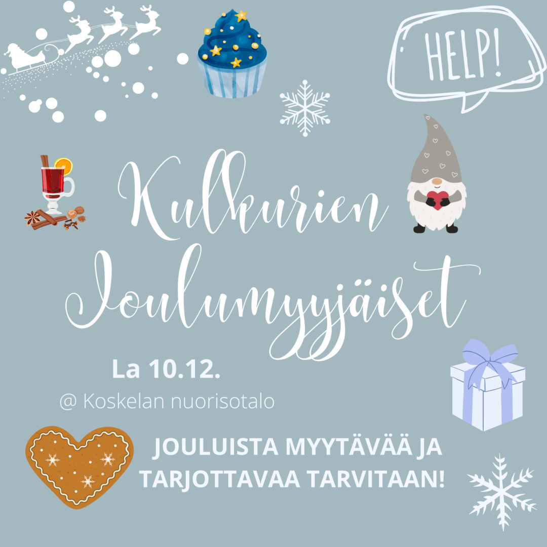 Kulkurien joulumyyjäiset 10.12. – myytävää ja tarjottavaa tarvitaan!